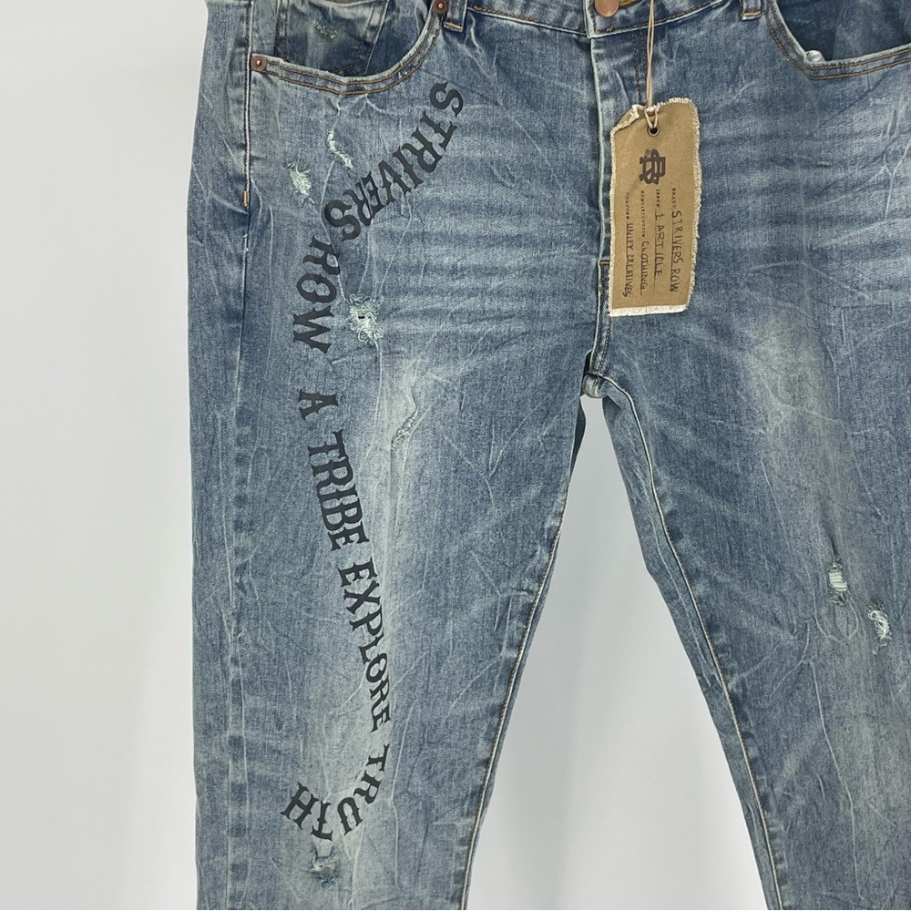 STRIVERS ROW NWT MEN’S SUGAR MAPLE DISTRESSED BLUE DENIM JEANS 40 - Picture 6 of 16